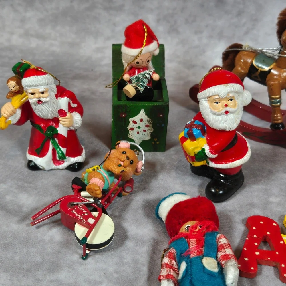 Vintage Christmas Ornaments‎ Santa Horse Raggedy Ann Lot of 13